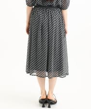 F1HGD06140 MK MICHEL KLEIN(小さいサイズ)(メゾン ドゥ サンク) 【小さいサイズ】幾何柄シフォンスカート/丈の長さが選べる/洗濯機で洗える/セットアップ対応 ブラック