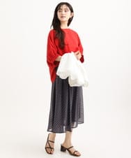 F1HGD06140 MK MICHEL KLEIN(小さいサイズ)(メゾン ドゥ サンク) 【小さいサイズ】幾何柄シフォンスカート/丈の長さが選べる/洗濯機で洗える/セットアップ対応 ブラック