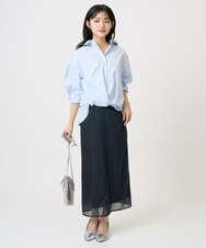 F1HGD20150 MK MICHEL KLEIN(小さいサイズ)(メゾン ドゥ サンク) オーガンジートリコットシアータイトスカート/洗える ライトブルー