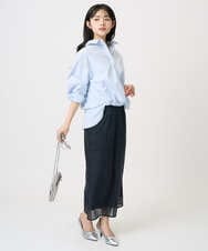 F1HGD20150 MK MICHEL KLEIN(小さいサイズ)(メゾン ドゥ サンク) オーガンジートリコットシアータイトスカート/洗える ライトブルー