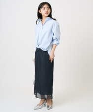 F1HGD20150 MK MICHEL KLEIN(小さいサイズ)(メゾン ドゥ サンク) オーガンジートリコットシアータイトスカート/洗える ライトブルー