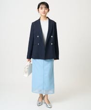 F1HGD20150 MK MICHEL KLEIN(小さいサイズ)(メゾン ドゥ サンク) オーガンジートリコットシアータイトスカート/洗える ライトブルー