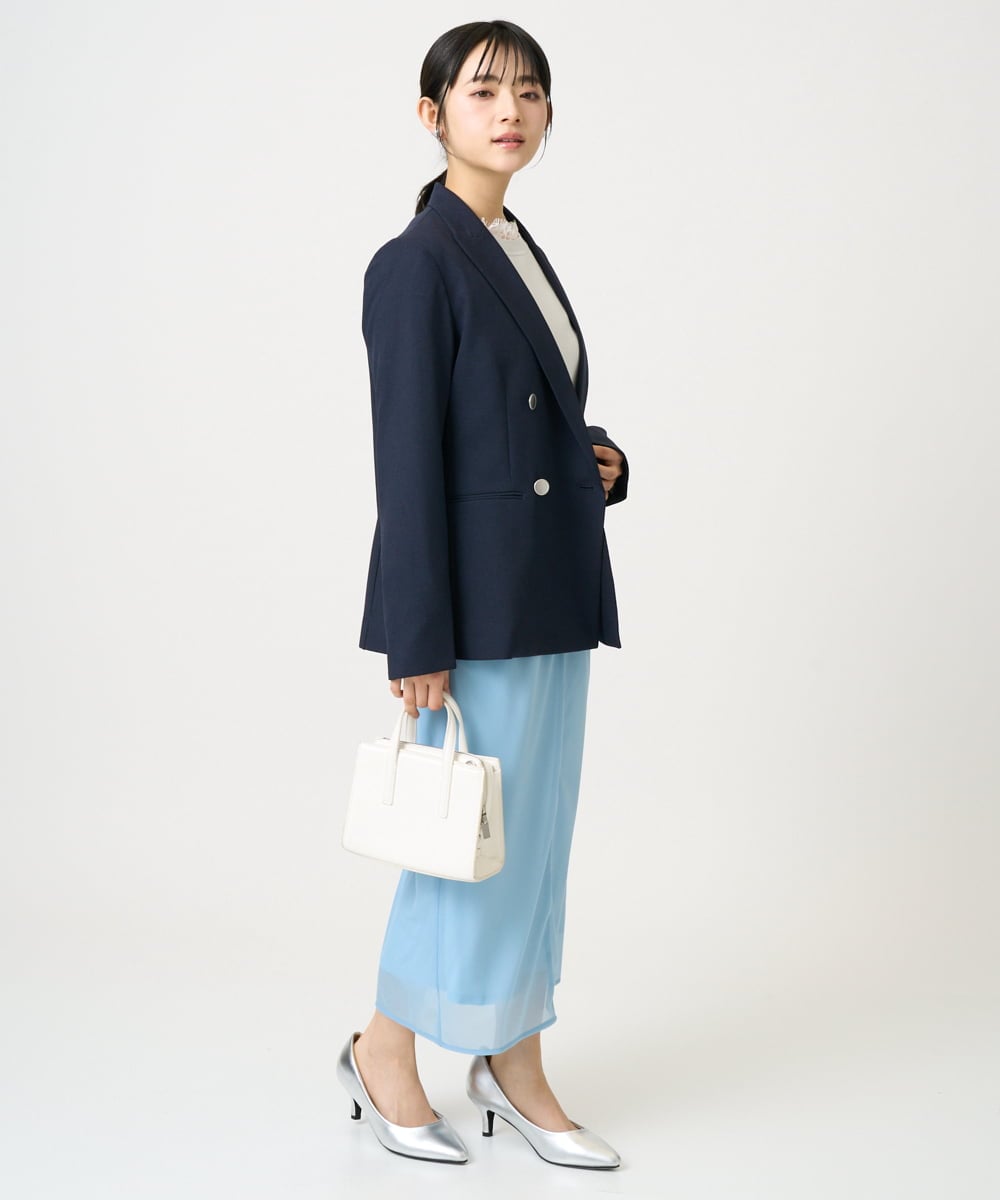 F1HGD20150 MK MICHEL KLEIN(小さいサイズ)(メゾン ドゥ サンク) オーガンジートリコットシアータイトスカート/洗える ライトブルー