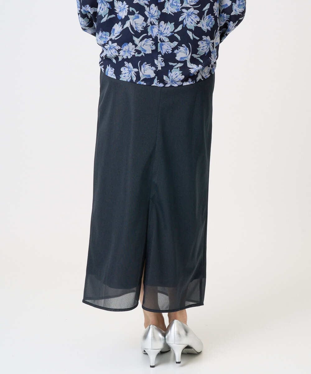 F1HGD20150 MK MICHEL KLEIN(小さいサイズ)(メゾン ドゥ サンク) オーガンジートリコットシアータイトスカート/洗える ライトブルー