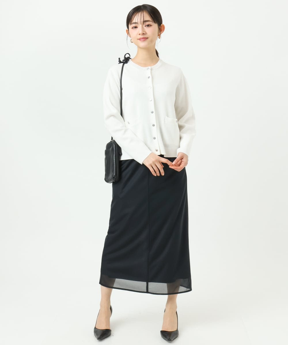 F1HGD20150 MK MICHEL KLEIN(小さいサイズ)(メゾン ドゥ サンク) オーガンジートリコットシアータイトスカート/洗える ライトブルー