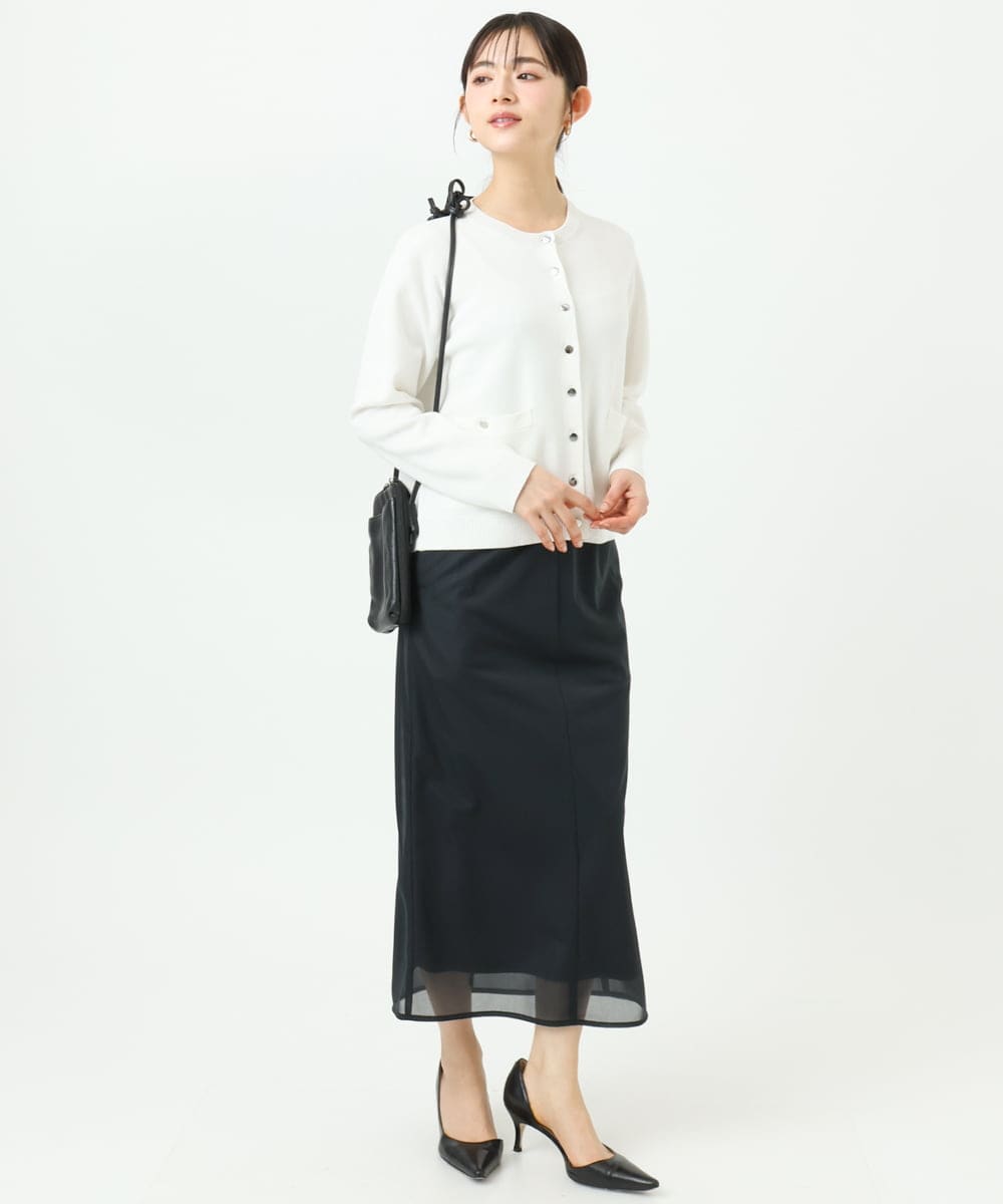 F1HGD20150 MK MICHEL KLEIN(小さいサイズ)(メゾン ドゥ サンク) オーガンジートリコットシアータイトスカート/洗える ライトブルー