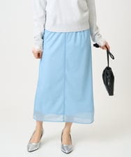 F1HGD20150 MK MICHEL KLEIN(小さいサイズ)(メゾン ドゥ サンク) オーガンジートリコットシアータイトスカート/洗える ライトブルー