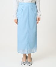 F1HGD20150 MK MICHEL KLEIN(小さいサイズ)(メゾン ドゥ サンク) オーガンジートリコットシアータイトスカート/洗える ライトブルー