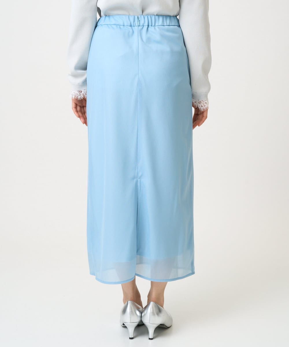 F1HGD20150 MK MICHEL KLEIN(小さいサイズ)(メゾン ドゥ サンク) オーガンジートリコットシアータイトスカート/洗える ライトブルー