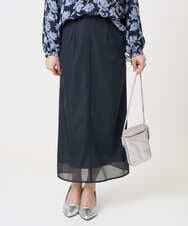 F1HGD20150 MK MICHEL KLEIN(小さいサイズ)(メゾン ドゥ サンク) オーガンジートリコットシアータイトスカート/洗える ネイビー