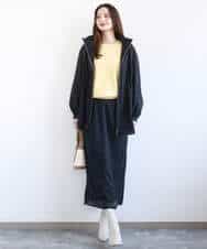 F1HGD20150 MK MICHEL KLEIN(小さいサイズ)(メゾン ドゥ サンク) オーガンジートリコットシアータイトスカート/洗える ネイビー