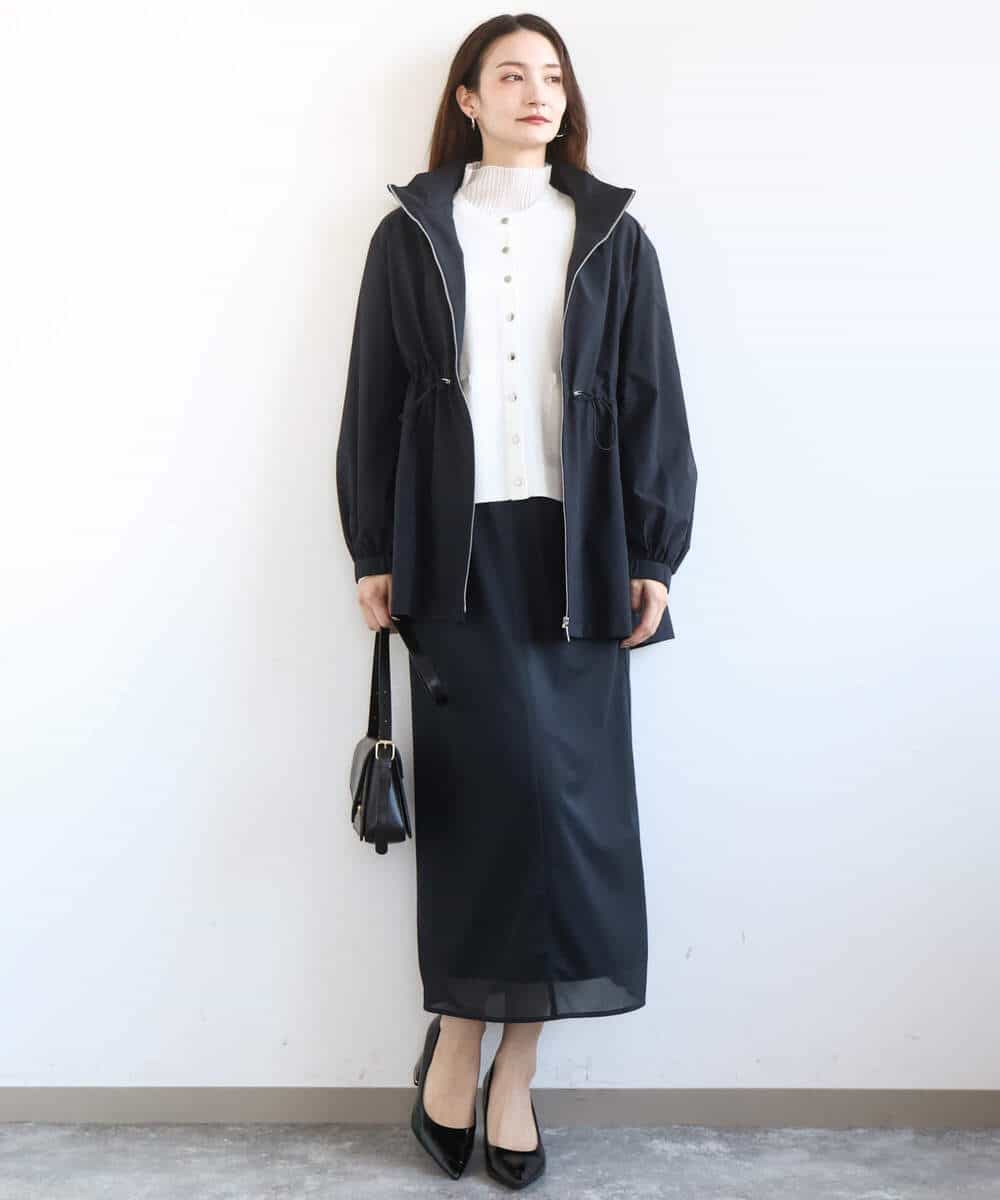 F1HGD20150 MK MICHEL KLEIN(小さいサイズ)(メゾン ドゥ サンク) オーガンジートリコットシアータイトスカート/洗える ネイビー