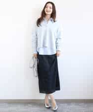 F1HGD20150 MK MICHEL KLEIN(小さいサイズ)(メゾン ドゥ サンク) オーガンジートリコットシアータイトスカート/洗える ネイビー