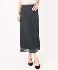 F1HGD20150 MK MICHEL KLEIN(小さいサイズ)(メゾン ドゥ サンク) オーガンジートリコットシアータイトスカート/洗える ネイビー