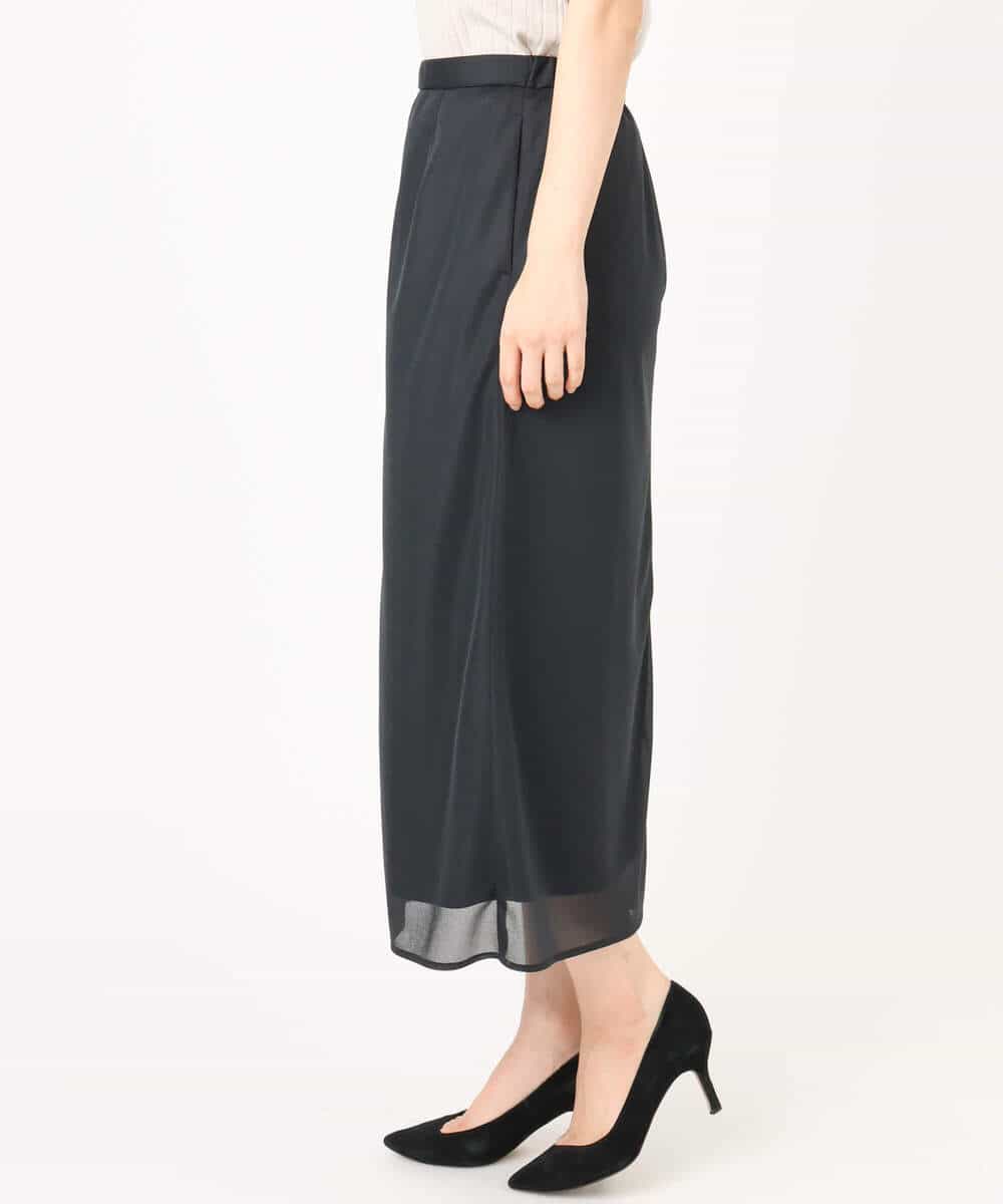 F1HGD20150 MK MICHEL KLEIN(小さいサイズ)(メゾン ドゥ サンク) オーガンジートリコットシアータイトスカート/洗える ネイビー