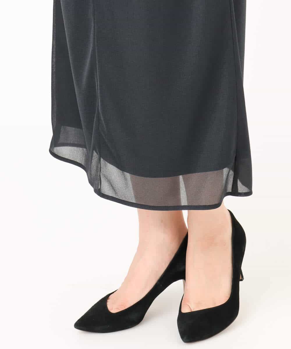 F1HGD20150 MK MICHEL KLEIN(小さいサイズ)(メゾン ドゥ サンク) オーガンジートリコットシアータイトスカート/洗える ネイビー