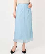 F1HGD20150 MK MICHEL KLEIN(小さいサイズ)(メゾン ドゥ サンク) オーガンジートリコットシアータイトスカート/洗える ネイビー