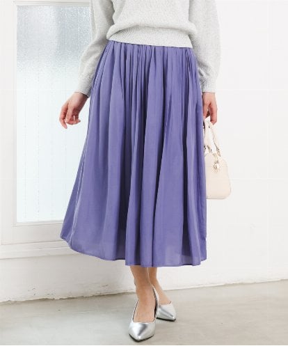 F1HGD35150 MK MICHEL KLEIN(小さいサイズ) 【小さいサイズ】サテンプリーツスカート/UVカット/洗える