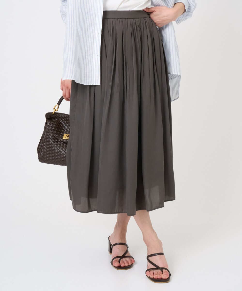 F1HGD35150 MK MICHEL KLEIN(小さいサイズ) 【小さいサイズ】サテンプリーツスカート/UVカット/洗える