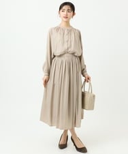 F1HGD35150 MK MICHEL KLEIN(小さいサイズ)(メゾン ドゥ サンク) 【小さいサイズ】サテンプリーツスカート/UVカット/洗える ダークグレー