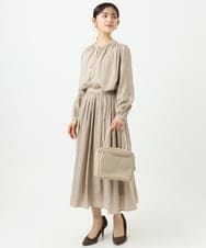 F1HGD35150 MK MICHEL KLEIN(小さいサイズ)(メゾン ドゥ サンク) 【小さいサイズ】サテンプリーツスカート/UVカット/洗える ダークグレー