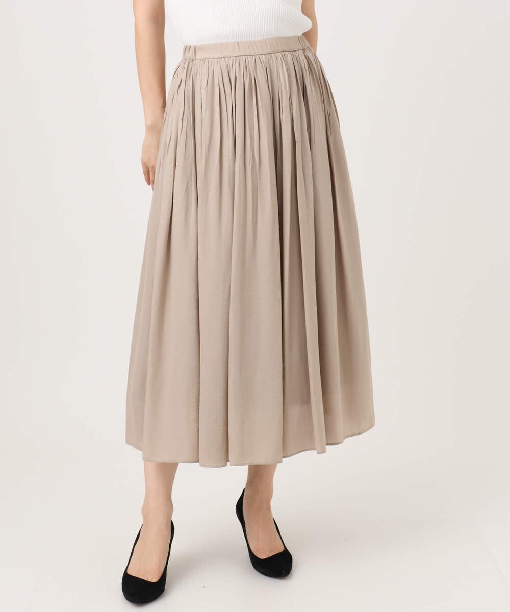 F1HGD35150 MK MICHEL KLEIN(小さいサイズ)(メゾン ドゥ サンク) 【小さいサイズ】サテンプリーツスカート/UVカット/洗える ダークグレー