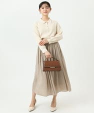 F1HGD35150 MK MICHEL KLEIN(小さいサイズ)(メゾン ドゥ サンク) 【小さいサイズ】サテンプリーツスカート/UVカット/洗える ダークグレー