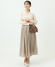 F1HGD35150 MK MICHEL KLEIN(小さいサイズ)(メゾン ドゥ サンク) 【小さいサイズ】サテンプリーツスカート/UVカット/洗える ダークグレー