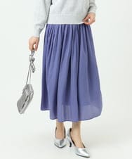 F1HGD35150 MK MICHEL KLEIN(小さいサイズ)(メゾン ドゥ サンク) 【小さいサイズ】サテンプリーツスカート/UVカット/洗える ダークグレー