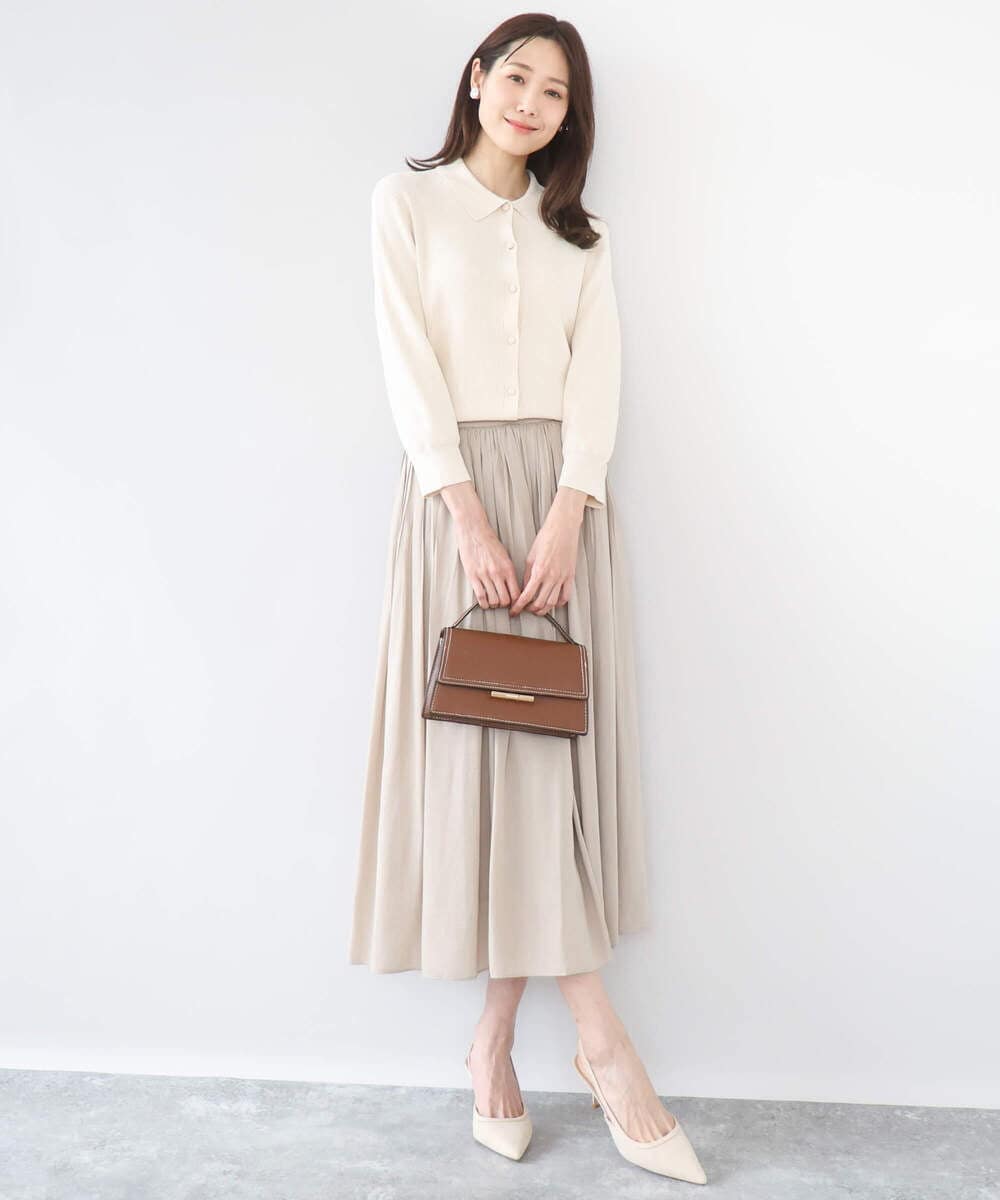 F1HGD35150 MK MICHEL KLEIN(小さいサイズ)(メゾン ドゥ サンク) 【小さいサイズ】サテンプリーツスカート/UVカット/洗える ダークグレー