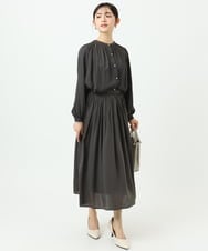 F1HGD35150 MK MICHEL KLEIN(小さいサイズ)(メゾン ドゥ サンク) 【小さいサイズ】サテンプリーツスカート/UVカット/洗える ダークグレー