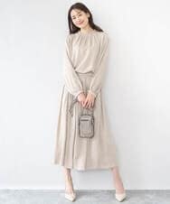 F1HGD35150 MK MICHEL KLEIN(小さいサイズ)(メゾン ドゥ サンク) 【小さいサイズ】サテンプリーツスカート/UVカット/洗える ダークグレー