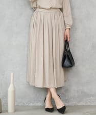 F1HGD35150 MK MICHEL KLEIN(小さいサイズ)(メゾン ドゥ サンク) 【小さいサイズ】サテンプリーツスカート/UVカット/洗える ダークグレー