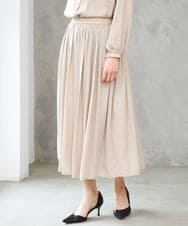 F1HGD35150 MK MICHEL KLEIN(小さいサイズ)(メゾン ドゥ サンク) 【小さいサイズ】サテンプリーツスカート/UVカット/洗える ダークグレー