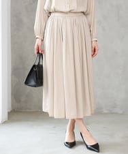 F1HGD35150 MK MICHEL KLEIN(小さいサイズ)(メゾン ドゥ サンク) 【小さいサイズ】サテンプリーツスカート/UVカット/洗える ダークグレー