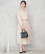 F1HGD35150 MK MICHEL KLEIN(小さいサイズ)(メゾン ドゥ サンク) 【小さいサイズ】サテンプリーツスカート/UVカット/洗える ダークグレー