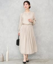 F1HGD35150 MK MICHEL KLEIN(小さいサイズ)(メゾン ドゥ サンク) 【小さいサイズ】サテンプリーツスカート/UVカット/洗える ダークグレー