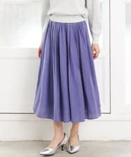 F1HGD35150 MK MICHEL KLEIN(小さいサイズ)(メゾン ドゥ サンク) 【小さいサイズ】サテンプリーツスカート/UVカット/洗える ダークグレー