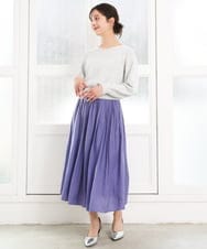 F1HGD35150 MK MICHEL KLEIN(小さいサイズ)(メゾン ドゥ サンク) 【小さいサイズ】サテンプリーツスカート/UVカット/洗える ダークグレー