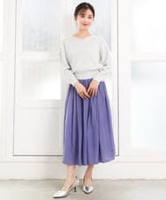 F1HGD35150 MK MICHEL KLEIN(小さいサイズ)(メゾン ドゥ サンク) 【小さいサイズ】サテンプリーツスカート/UVカット/洗える ダークグレー