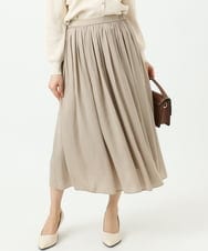 F1HGD35150 MK MICHEL KLEIN(小さいサイズ)(メゾン ドゥ サンク) 【小さいサイズ】サテンプリーツスカート/UVカット/洗える ダークグレー