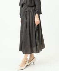 F1HGD35150 MK MICHEL KLEIN(小さいサイズ)(メゾン ドゥ サンク) 【小さいサイズ】サテンプリーツスカート/UVカット/洗える ダークグレー