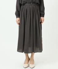 F1HGD35150 MK MICHEL KLEIN(小さいサイズ)(メゾン ドゥ サンク) 【小さいサイズ】サテンプリーツスカート/UVカット/洗える ダークグレー