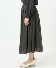 F1HGD35150 MK MICHEL KLEIN(小さいサイズ)(メゾン ドゥ サンク) 【小さいサイズ】サテンプリーツスカート/UVカット/洗える ダークグレー