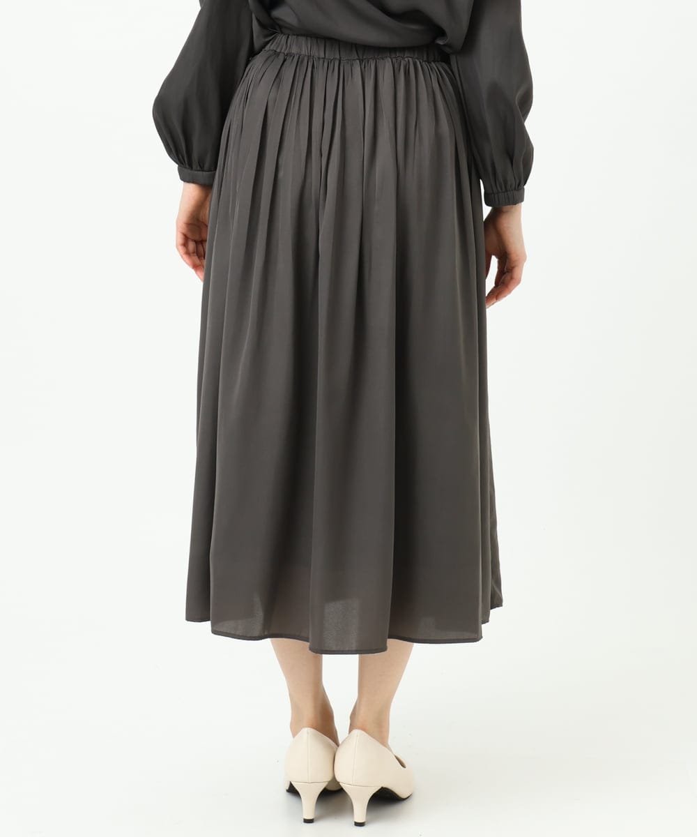 F1HGD35150 MK MICHEL KLEIN(小さいサイズ)(メゾン ドゥ サンク) 【小さいサイズ】サテンプリーツスカート/UVカット/洗える ダークグレー