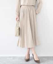 F1HGD35150 MK MICHEL KLEIN(小さいサイズ)(メゾン ドゥ サンク) 【小さいサイズ】サテンプリーツスカート/UVカット/洗える ベージュ