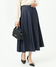 F1HGD36160 MK MICHEL KLEIN(小さいサイズ)(メゾン ドゥ サンク) 【小さいサイズ】[SANAGARAシリーズ]デニムライク フレアスカート/接触冷感/UVカット/洗濯機で洗える ネイビー