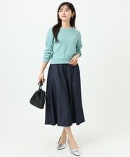 F1HGD36160 MK MICHEL KLEIN(小さいサイズ)(メゾン ドゥ サンク) 【小さいサイズ】[SANAGARAシリーズ]デニムライク フレアスカート/接触冷感/UVカット/洗濯機で洗える ネイビー