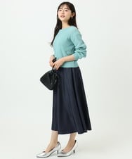 F1HGD36160 MK MICHEL KLEIN(小さいサイズ)(メゾン ドゥ サンク) 【小さいサイズ】[SANAGARAシリーズ]デニムライク フレアスカート/接触冷感/UVカット/洗濯機で洗える ネイビー