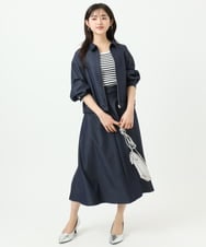 F1HGD36160 MK MICHEL KLEIN(小さいサイズ)(メゾン ドゥ サンク) 【小さいサイズ】[SANAGARAシリーズ]デニムライク フレアスカート/接触冷感/UVカット/洗濯機で洗える ネイビー